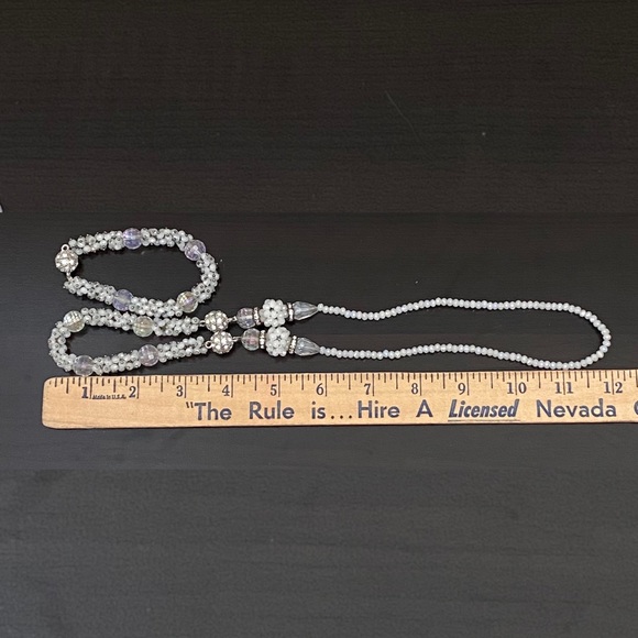Convertible Handmade White/Clear Crystal Glass Beads Magnetic Clasps Jewelry Set - Picture 13 of 16